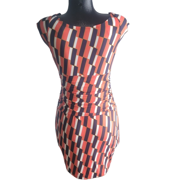 Bisou Bisou Multi Colored Geometric Pattern Dress Sz.8 - Picture 6 of 7